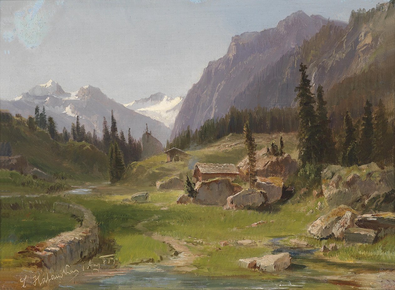 のどかな山の風景 作： ルートヴィヒ・ハラウスカ