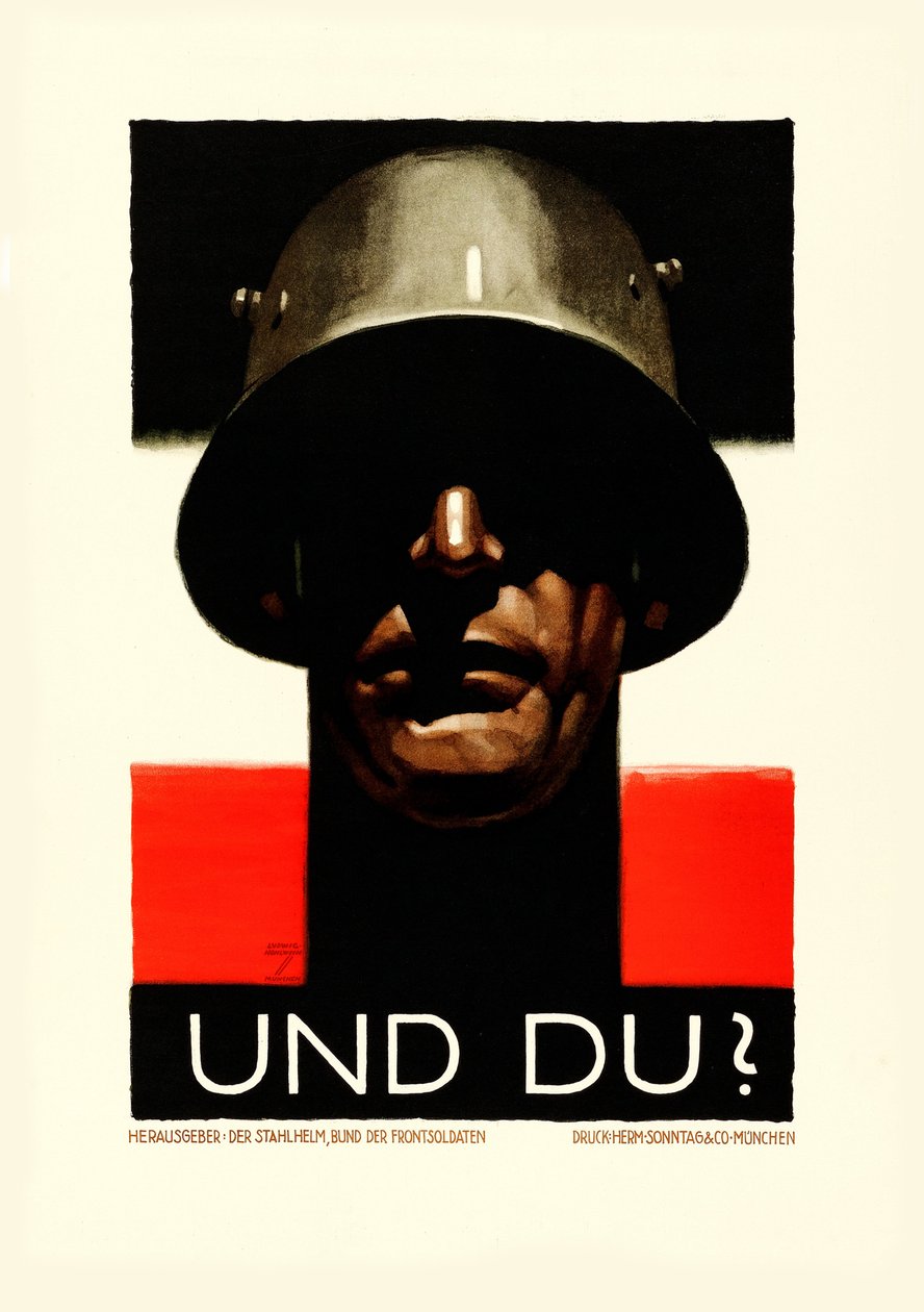 そして、1929 年の戦線兵士連盟の鋼鉄の兜よ。 作： ルートヴィヒ・ホルヴァイン