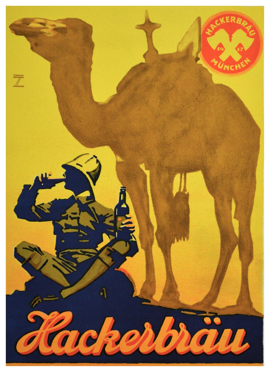 Hackerbrau Beerのポスター広告、1930年頃（リトグラフ） 作： ルートヴィヒ・ホルヴァイン