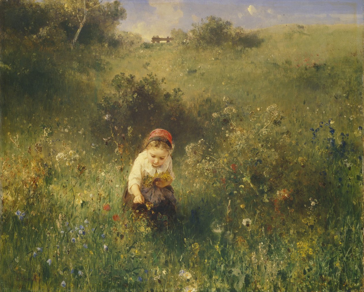 【在庫あり】 野原の少女、1857年。 | アートプリント 絵画