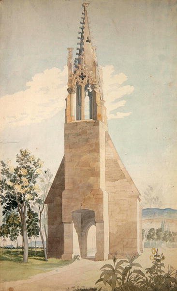 ヴィッツェンハウゼン近郊のゴシック様式の礼拝堂（水彩・鉛筆・紙）