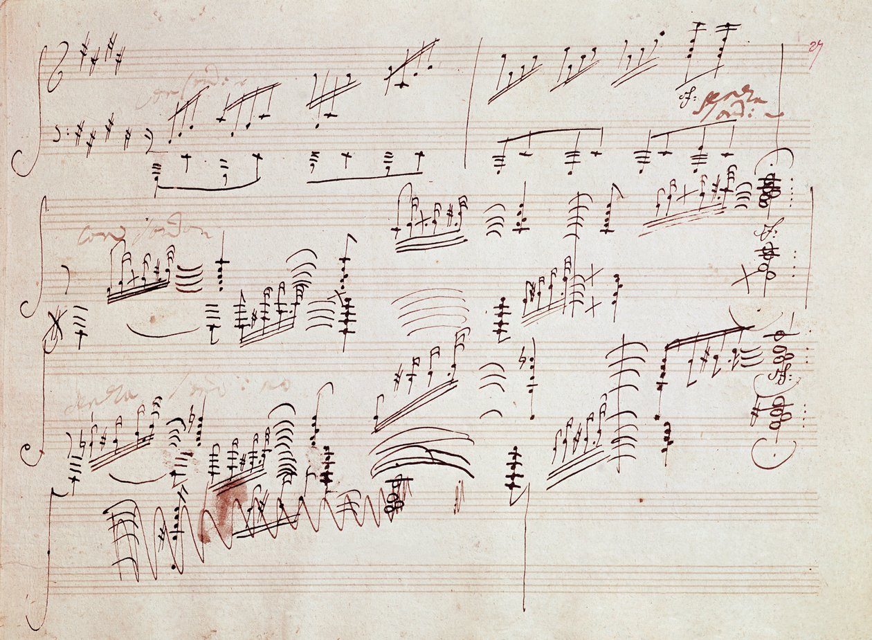 ドイツの作曲家ルートヴィヒ・ヴァン・ベートーヴェン(1770-1827)が1801年に作曲した「Sonata pour piano n* 14 en do diese minor」「Sonata au clair de lune」の楽譜です。House, Natale de Beethoven, Bonn.ドイツ 作： ルートヴィヒ・ヴァン・ベートーヴェン