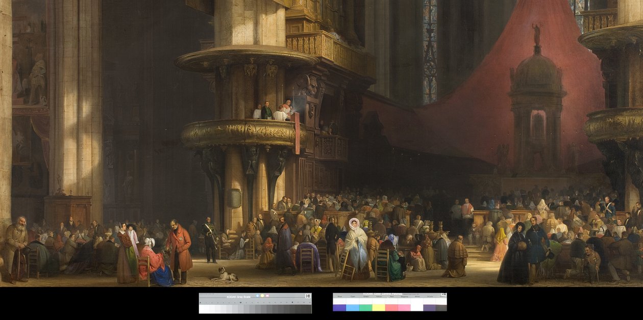 イタリア、ミラノ大聖堂の内部、1840 作： ルイージ・ビシ