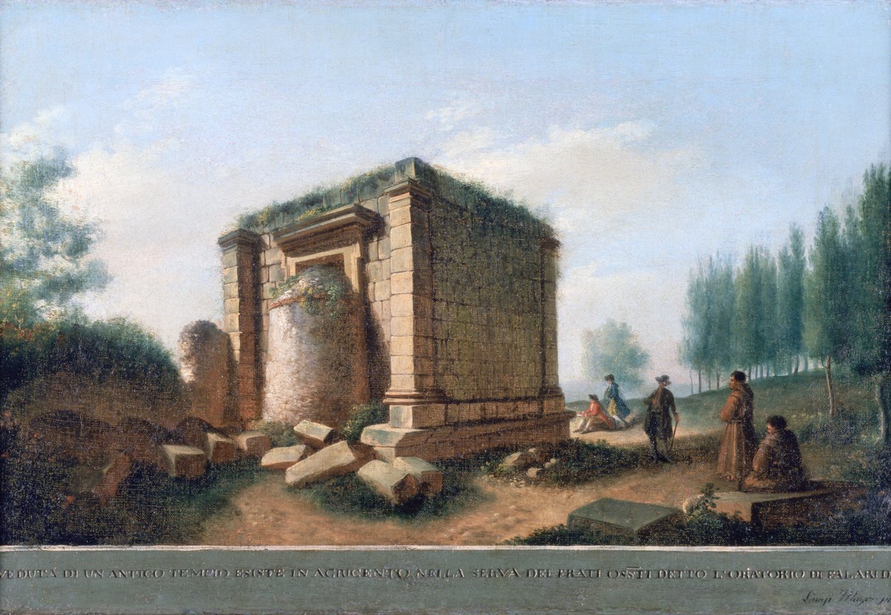 アグリジェントゥムの古代寺院の眺め、1776-92年頃 作： ルイージメイヤー