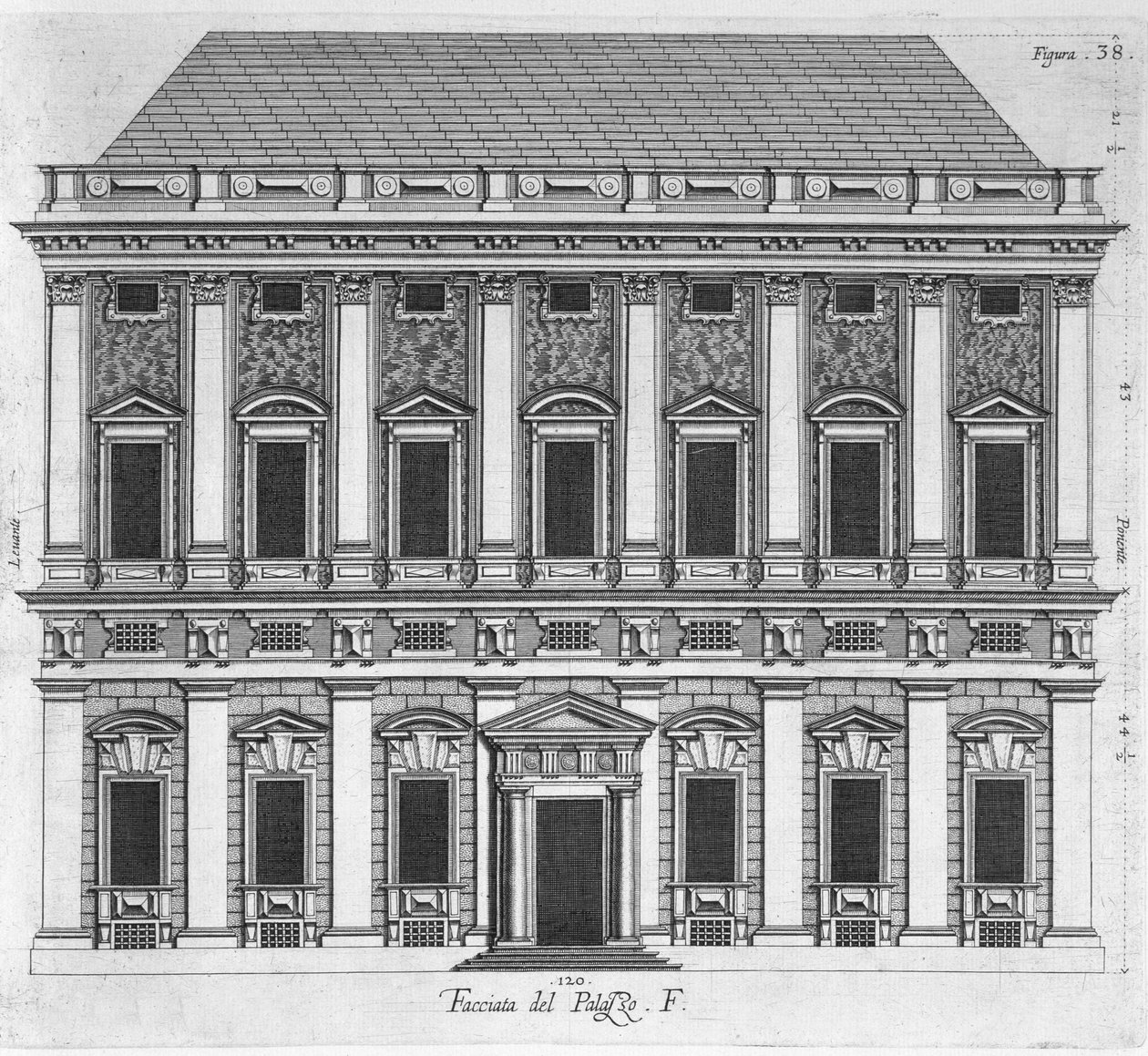 カセルタ王宮の設計、1756 作： ルイージ・ヴァンヴィテッリ