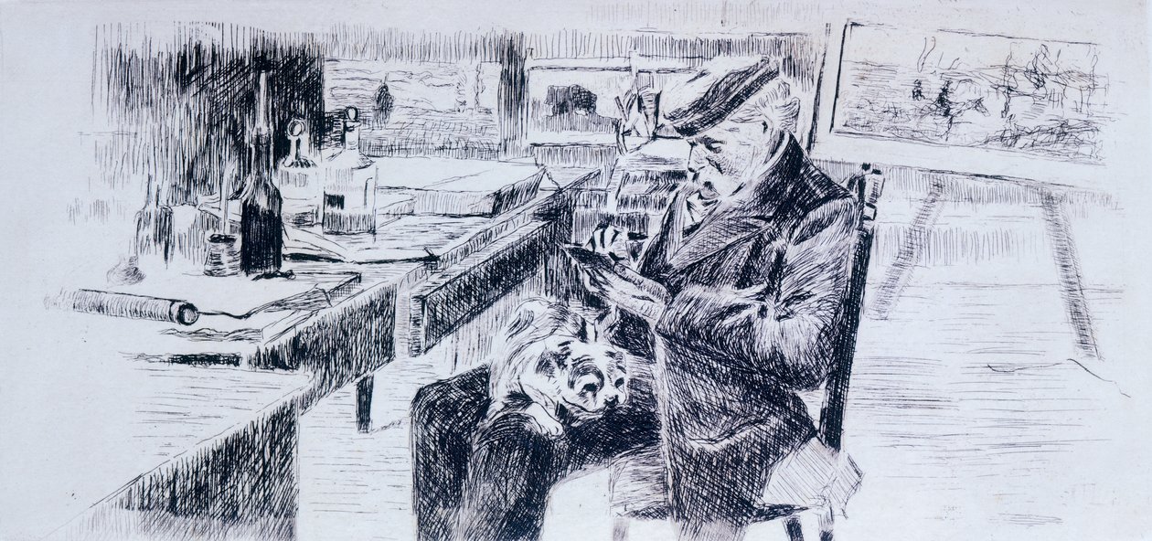 ルイジ・レヴィ(1858-1860 - 1939)による画家ジョヴァンニ・ファットリの肖像、ドローイング 作： ルイジ・レヴィ