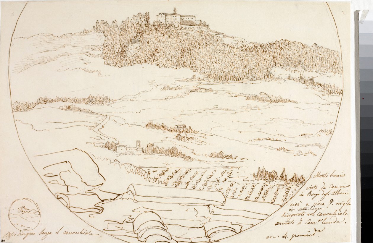 フィレンツェ近郊のセナーリオ山の眺め（図面、1833年頃 作： ルイージ・ガリボ