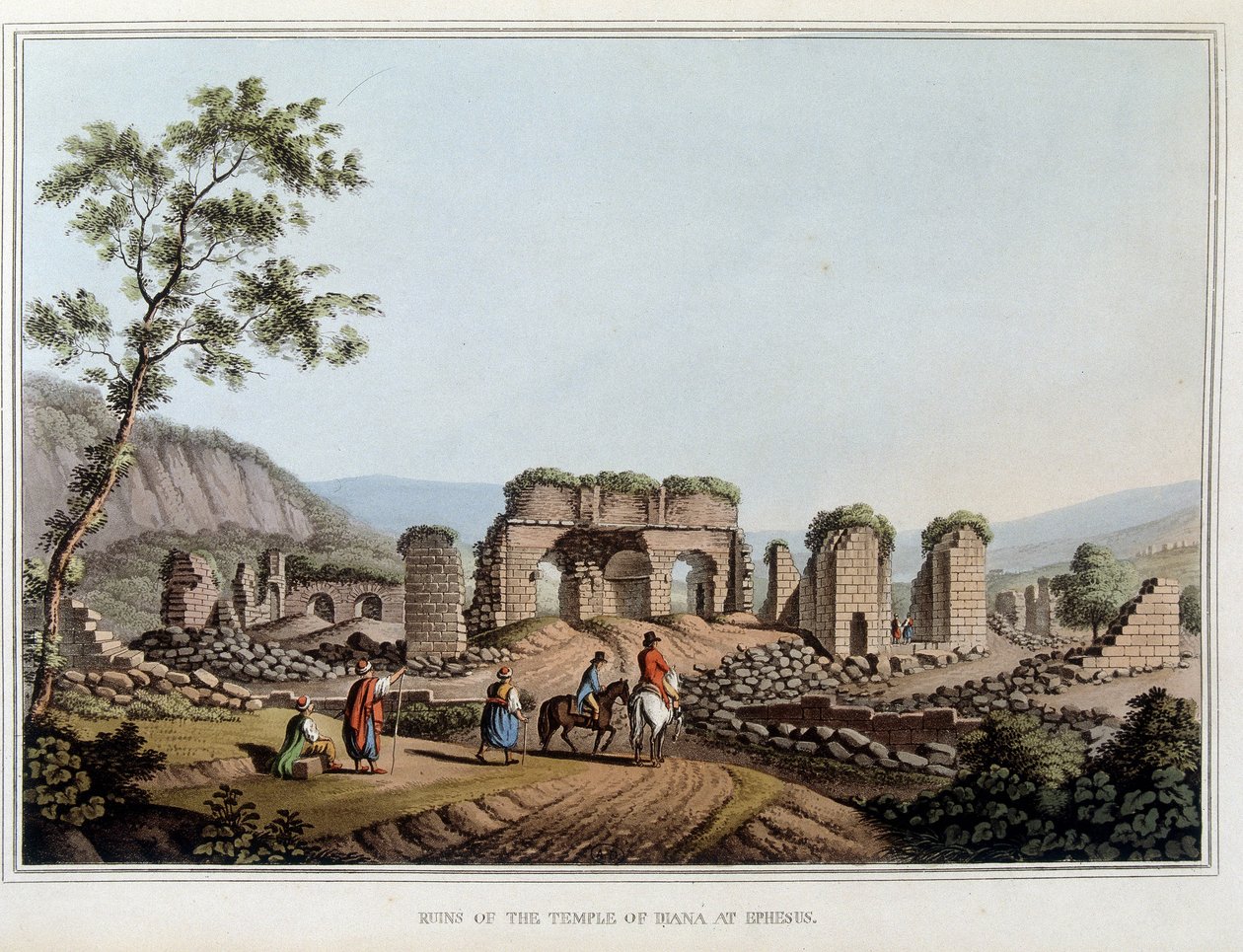 Ruinen des Tempels der Diana (Artemis) in Ephesos, ehemals antike Stadt Griechenlands, heute in der Türkei. In „Views in the Ottoman Dominions, in Europe, in Asia, and some of the Mediterranean islands“ von Luigi Mayer, London von Luigi Mayer
