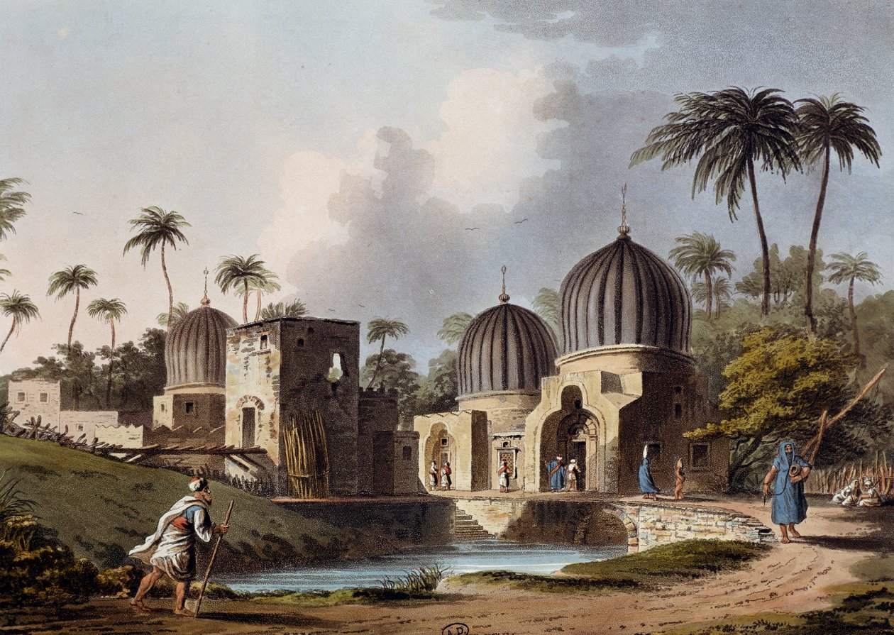 ロゼッタのアラビア聖人の墓」ルイジ・メイヤー（1755-1803年頃）の版画、「エジプト、パレスチナ、その他オスマン帝国の地域における景観」より 作： ルイージメイヤー