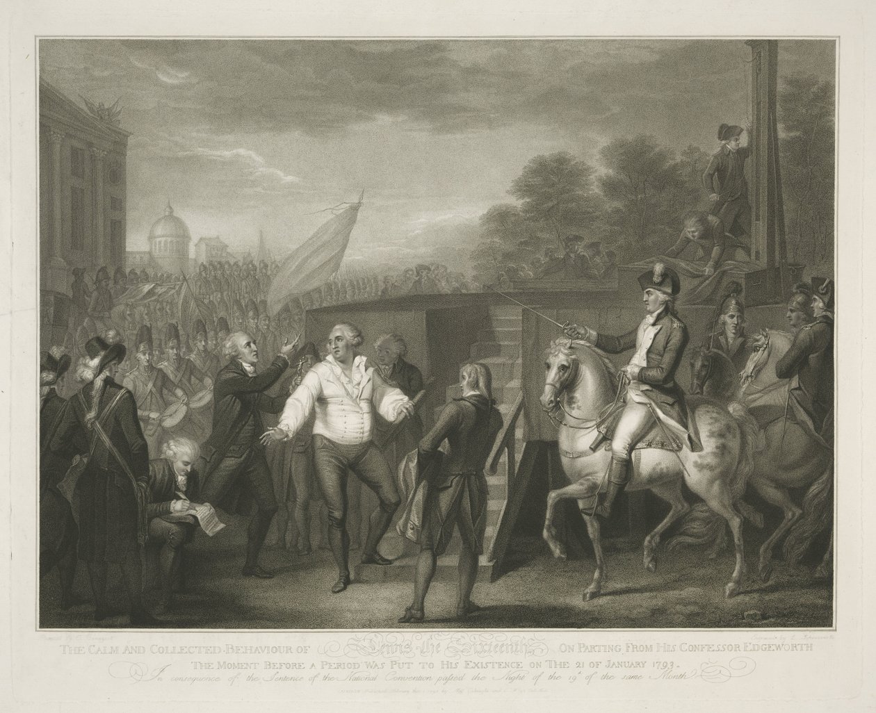 Lodewijk XVI bij het schavot 1793 年 1 月 21 日に生理が始まる前の告白者エッジワースとの別れにおけるルイス 16 世の冷静で落ち着いた行動 (対象のタイトル) 作： ルイージ・シャボネッティ