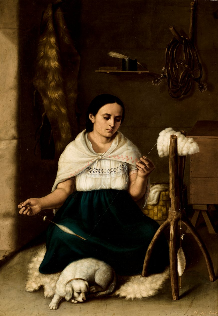 女性の紡績（スピナー）、1859 作： ルイス・カデナ