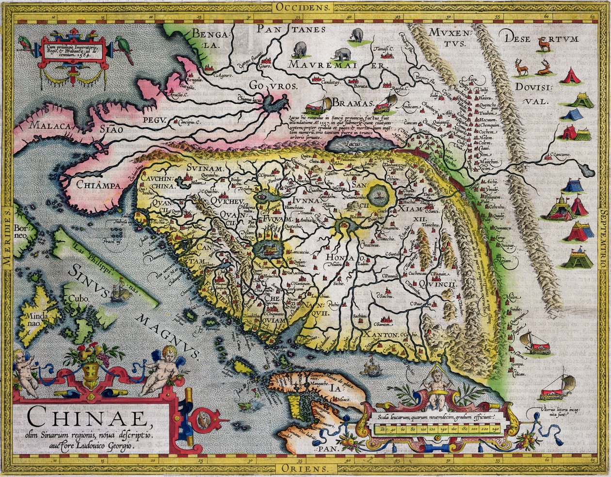 オルテリウス劇場の地図、1584年からの中国の最初の西洋地図地図 作： ルイス・ホルヘ・デ・バーブーダ