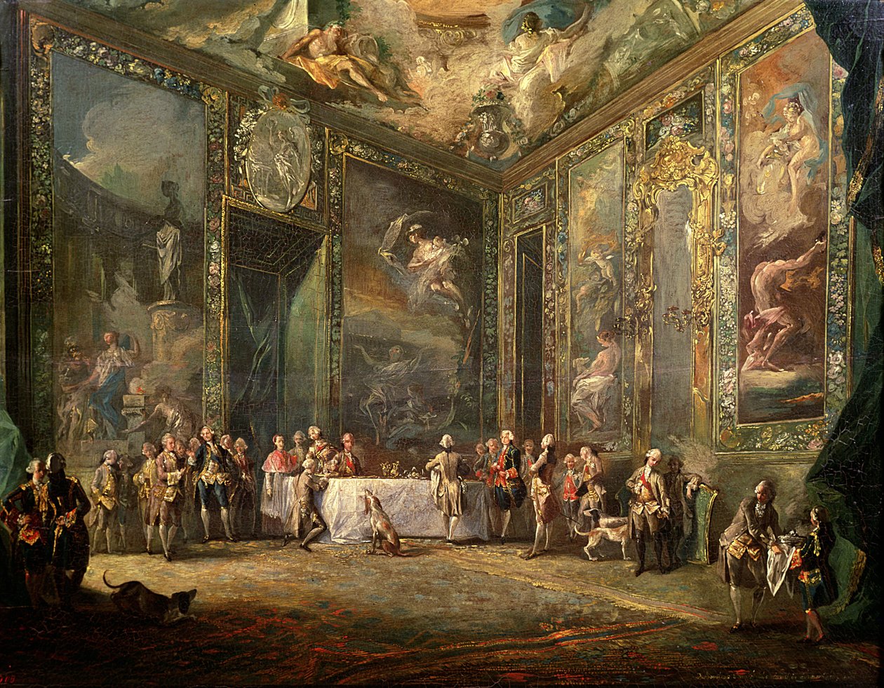 チャールズ3世（1716-88年）、デボルボン、法廷で昼食、1770年頃 作： 