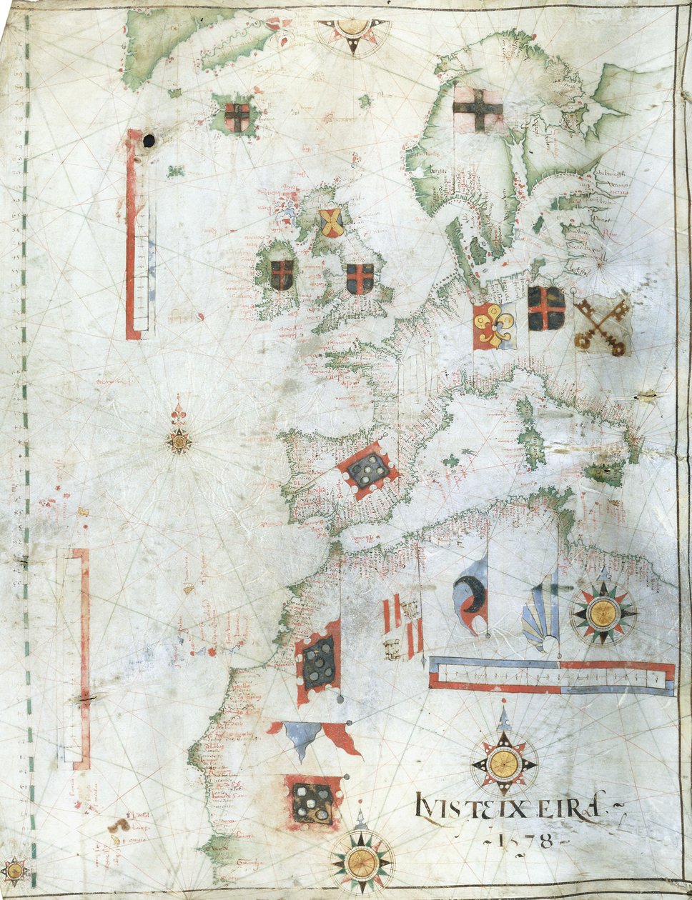 西ヨーロッパと北アフリカのポルトラン海図、1578年 作： ルイス・テイシェイラ