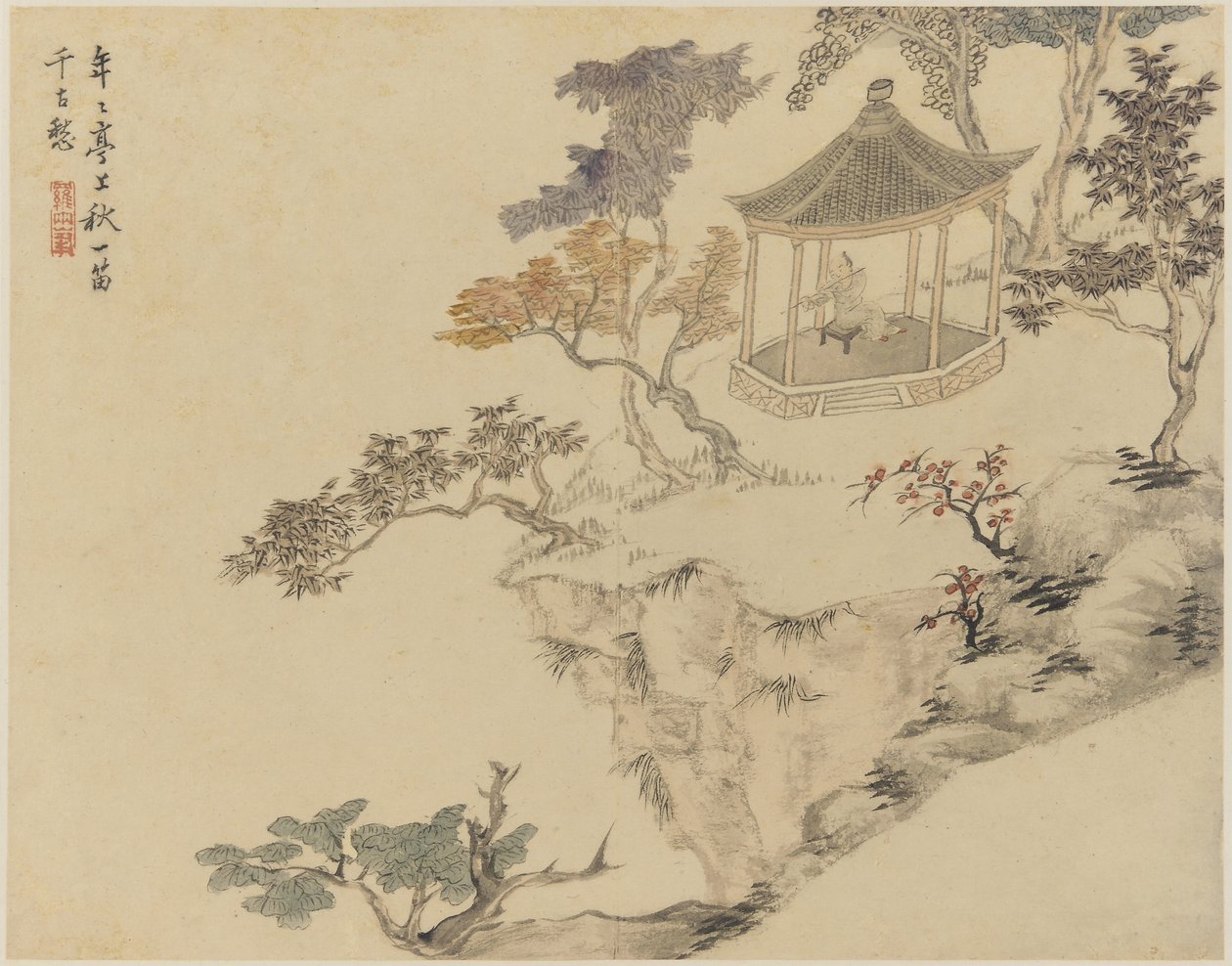 詩的概念、清朝、1774年（紙にインクと色） 作： 羅平