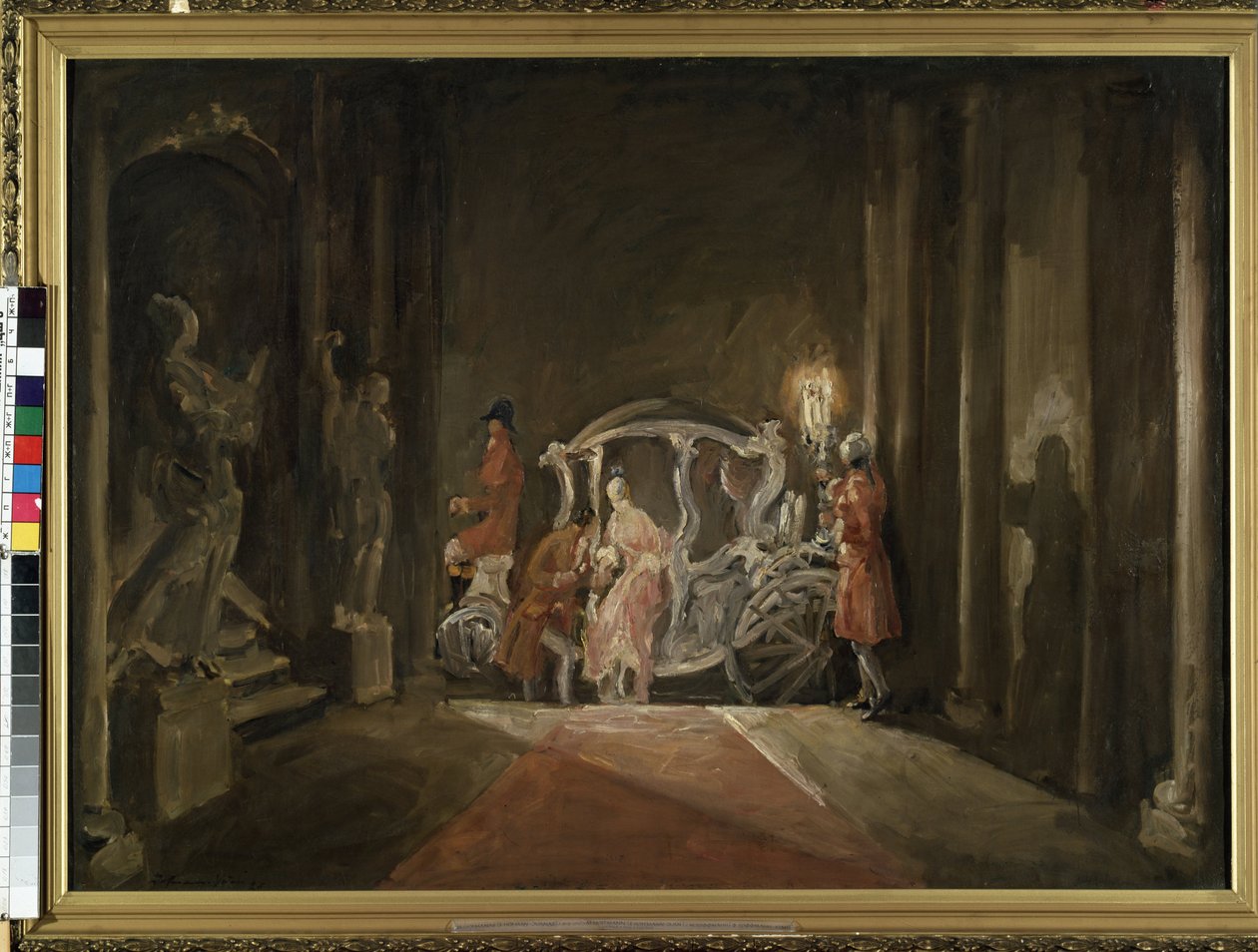 Ein Gast. Eine junge Frau, die an Aschenputtel erinnert, steigt geheimnisvoll aus einer Kutsche in der Nacht von M. F. Hofmann