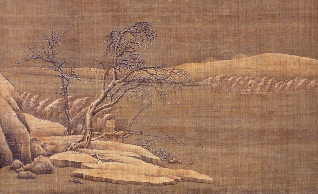 冬の川の孤独な漁師 作： 馬林