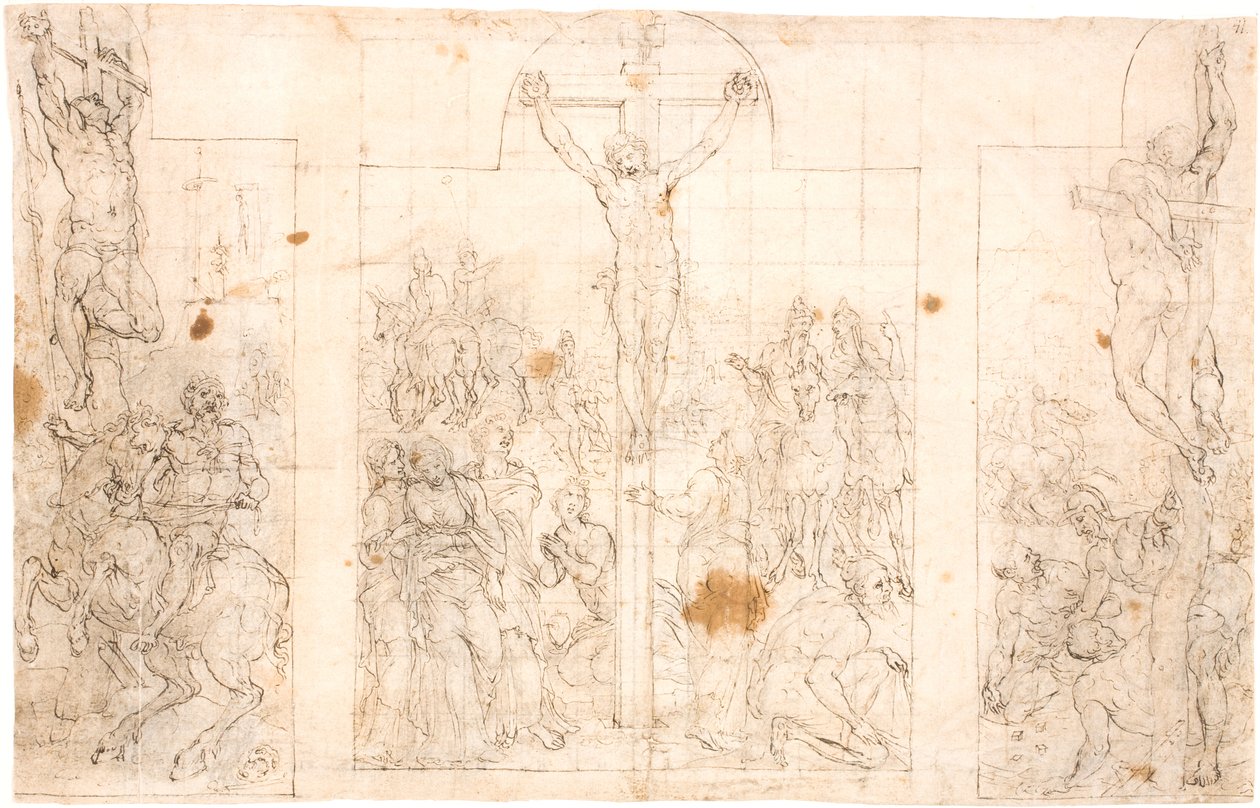 磔刑を描いた三つ翼の祭壇画の予備研究 作： マールテン・ファン・ヘームスケルク