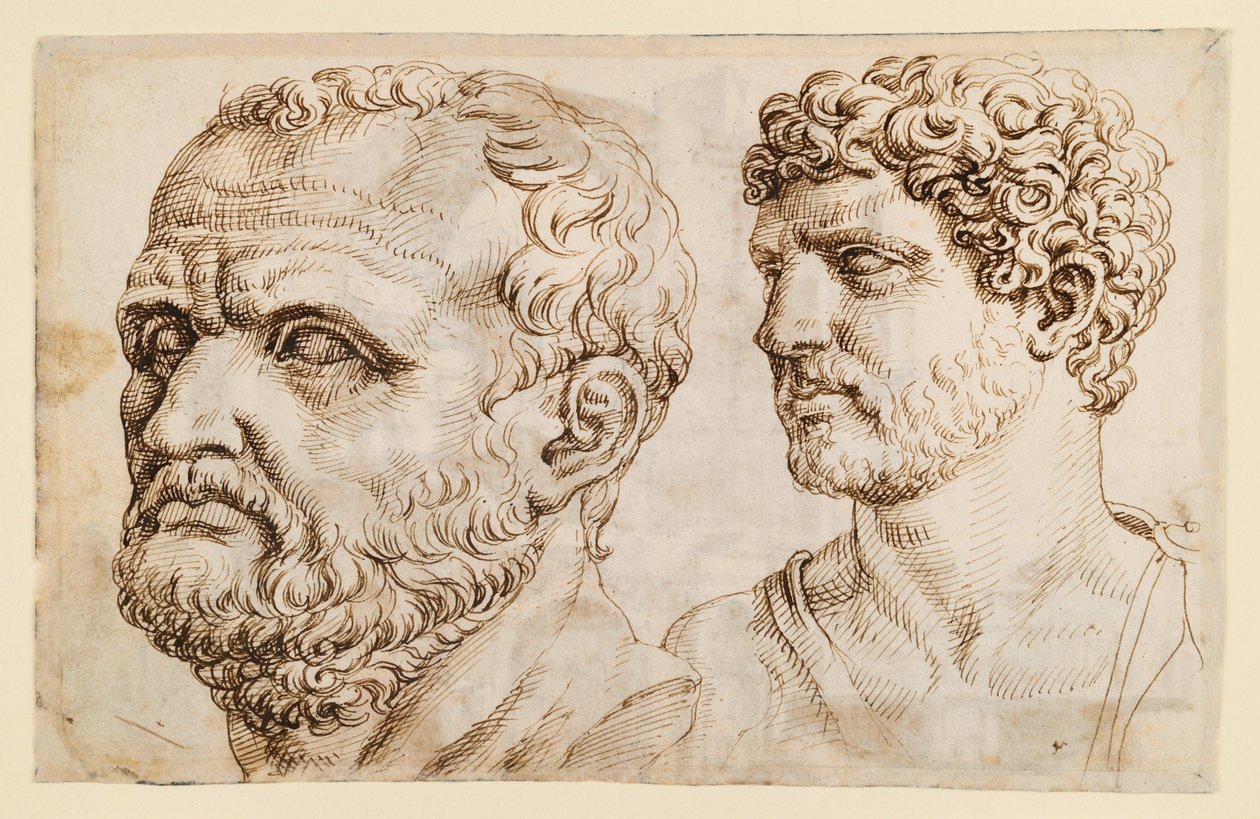 古代彫像の二つの頭部 作： マールテン・ファン・ヘームスケルク