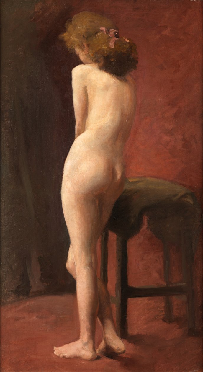 Studio Nude in Red (キャンバスに油彩) 作： マデリーンエミリーグリーン
