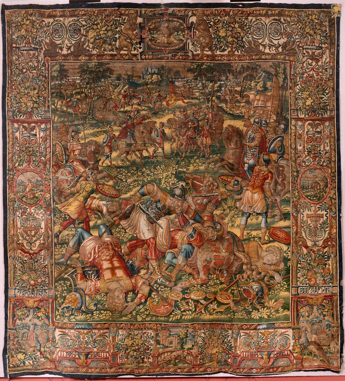 教区博物館（教区博物館）。 フランダースのタペストリー。 ブリュッセル。 フランソワ・ジュベルのワークショップ。 シリーズ ギデオンの物語。 ミディアン人の敗北（ミディアン人の敗北）。 シルクとウール。 セルナ司教ヴィンセント・ロックの遺贈。 バロック。 1534年から1571年、 作： マールテン・ファン・ヘームスケルク