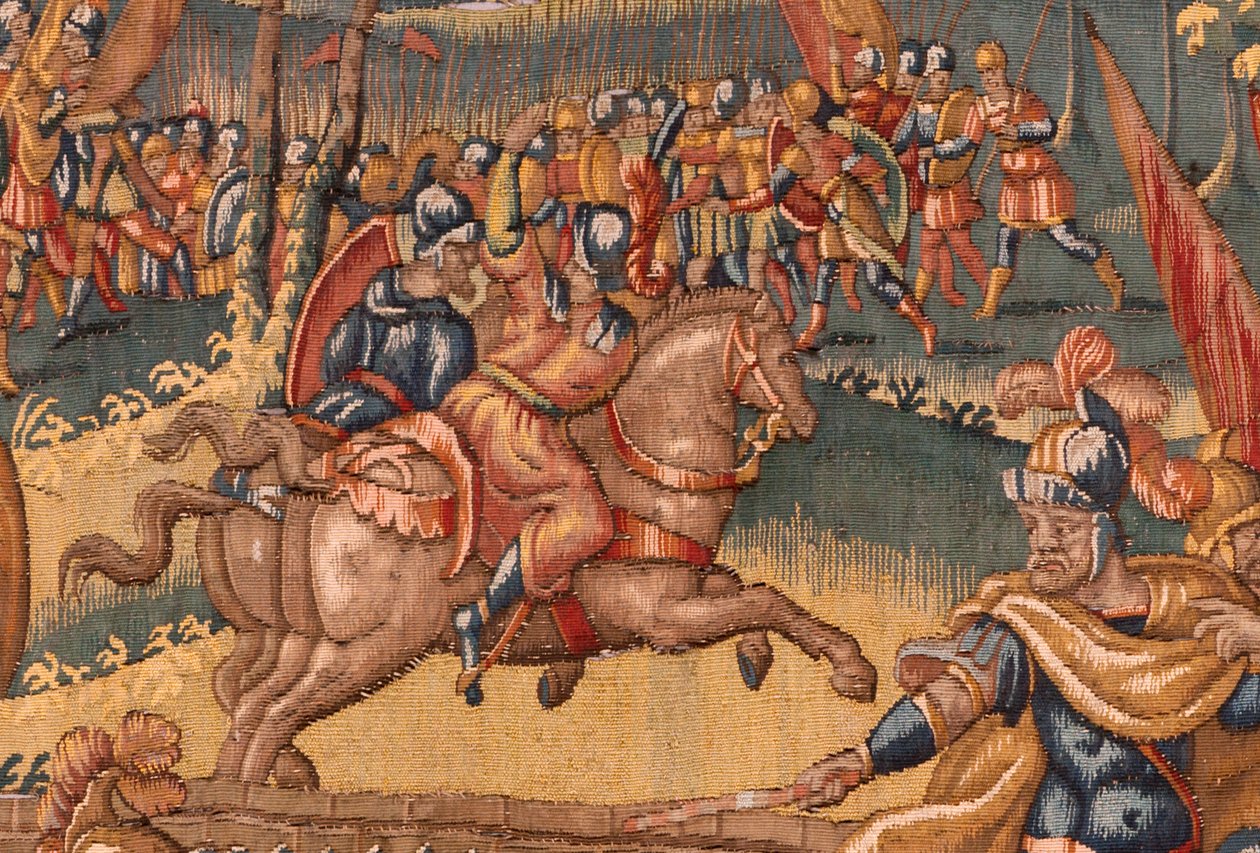 Diözesanmuseum. Flämischer Wandteppich. Brüssel. Atelier François Geubels. Serie Geschichte von Gideon. Die Krieger werden ausgewählt. Seide und Wolle. Vermächtnis von Bischof Vicente Roca de la Serna. Barock. 1534-1571 von Maerten van Heemskerck