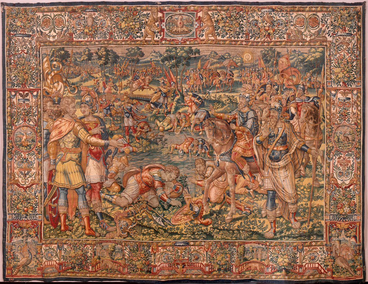 教区博物館（教区博物館）。 フランダースのタペストリー。 ブリュッセル。 フランソワ・ジュベルのアトリエ。 シリーズ ストーリー オブ ギデオン。 戦士が選ばれます。 シルクとウール。 ビセンテ ロカ デ ラ セルナ司教の遺贈。 バロック。 1534年から1571年、c 作： マールテン・ファン・ヘームスケルク