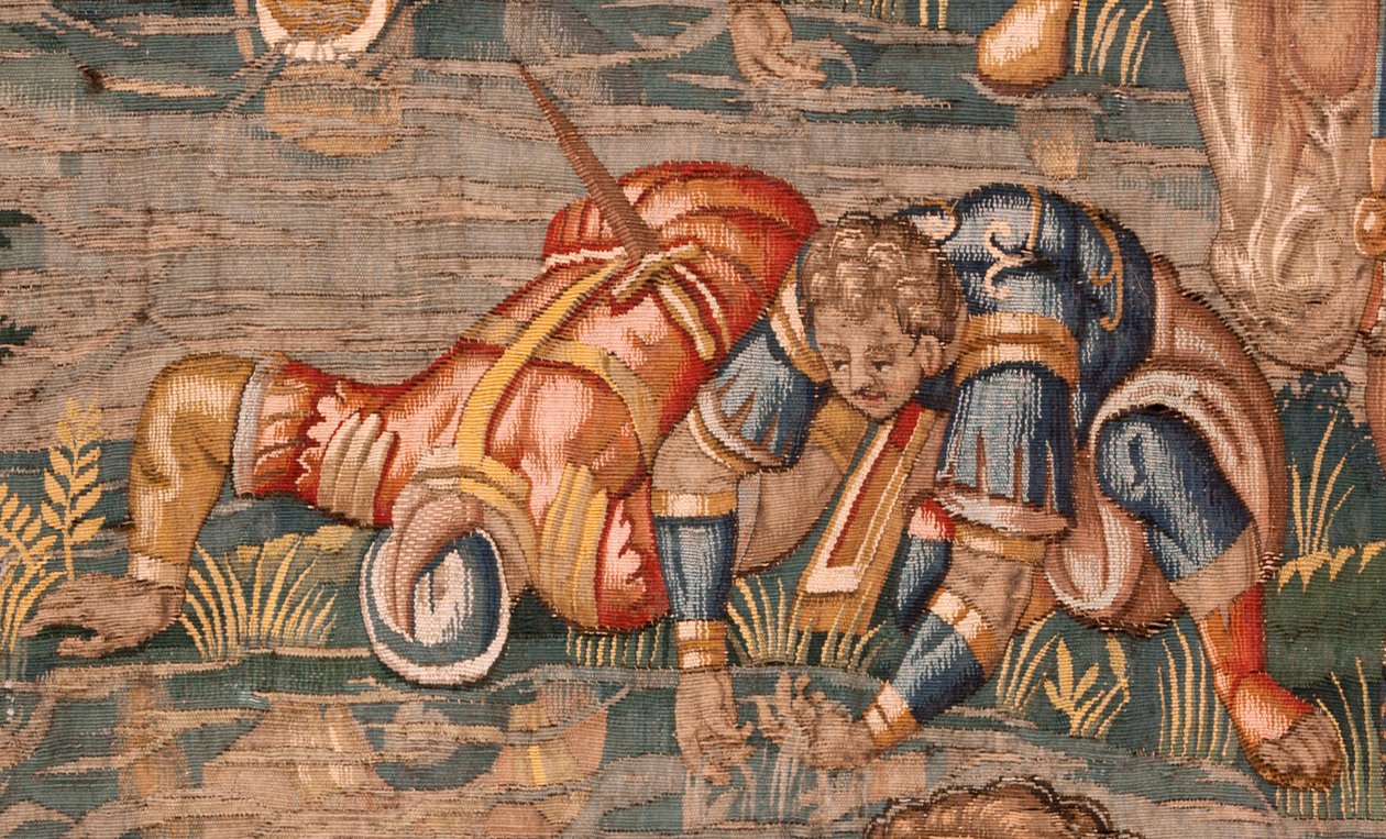 教区博物館（教区博物館）。 フランダースのタペストリー。 ブリュッセル。 フランソワ・ジュベルのアトリエ。 シリーズ ストーリー オブ ギデオン。 戦士が選ばれます。 シルクとウール。 ビセンテ ロカ デ ラ セルナ司教の遺贈。 バロック。 1534年から1571年、c 作： マールテン・ファン・ヘームスケルク