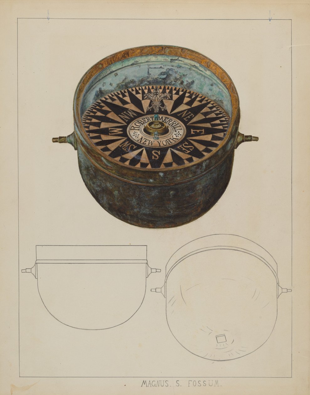 船のコンパス、c。 1937年。 作： マグナスS.フォッサム