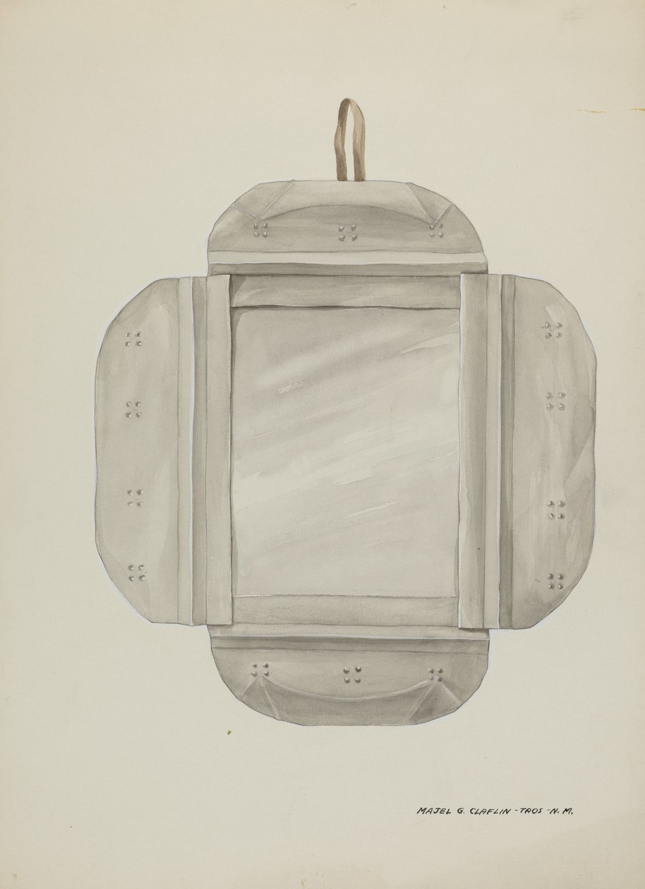 ブリキの鏡枠、c. 1937年。 作： Majel G. Claflin