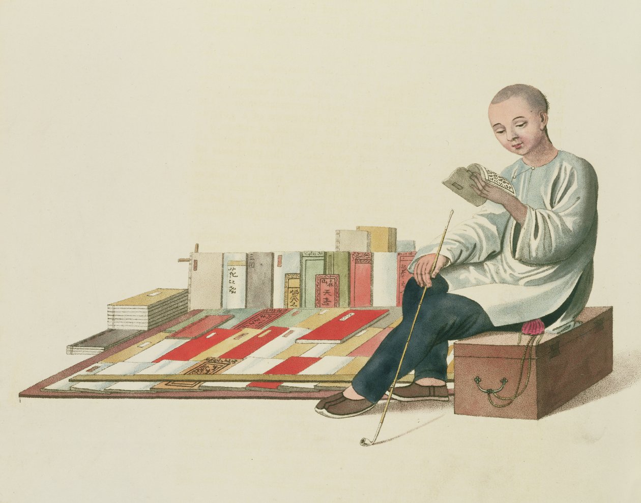 1800年にJ.ダドリーによって刻まれた「中国のコスチューム」からの書店、プレート6 作： ジョージ・ヘンリー・メイソン少佐