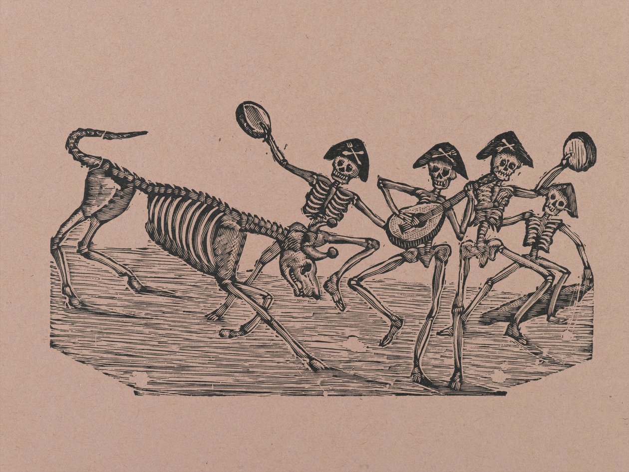 アントニオヴァネガスアロヨ（1850-1917）、メキシコシティ、メキシコ（レリーフ彫刻）によって印刷された330グラバドスオリジナルスのスケルトンブルファイターズ 作： マヌエル・マニラ