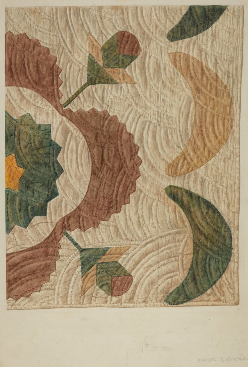 アップリケとキルトの掛け布団、c。 1938年。 作： マヌエルG.ルニヤン