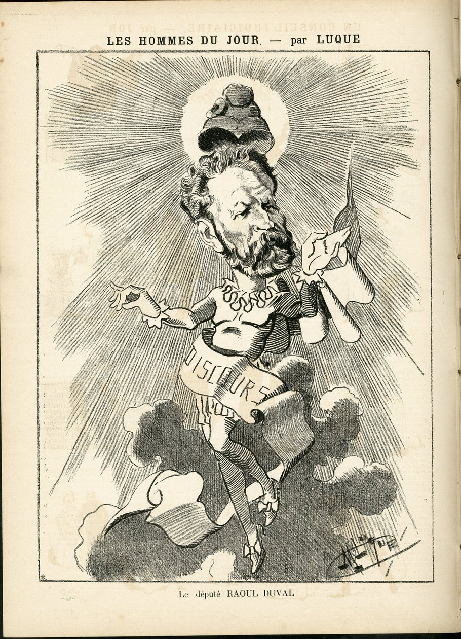 マニュエル・ルク（1854-1919）が「La Caricature」（1880年）に描いたもの。 作： マヌエル・ルケ