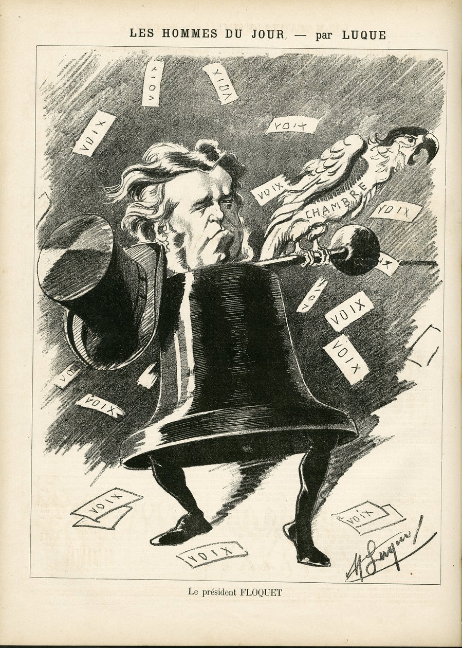 La Caricature』（1880年）の表紙に描かれたManuel Luque（1854-1919）のイラスト 作： マヌエル・ルケ