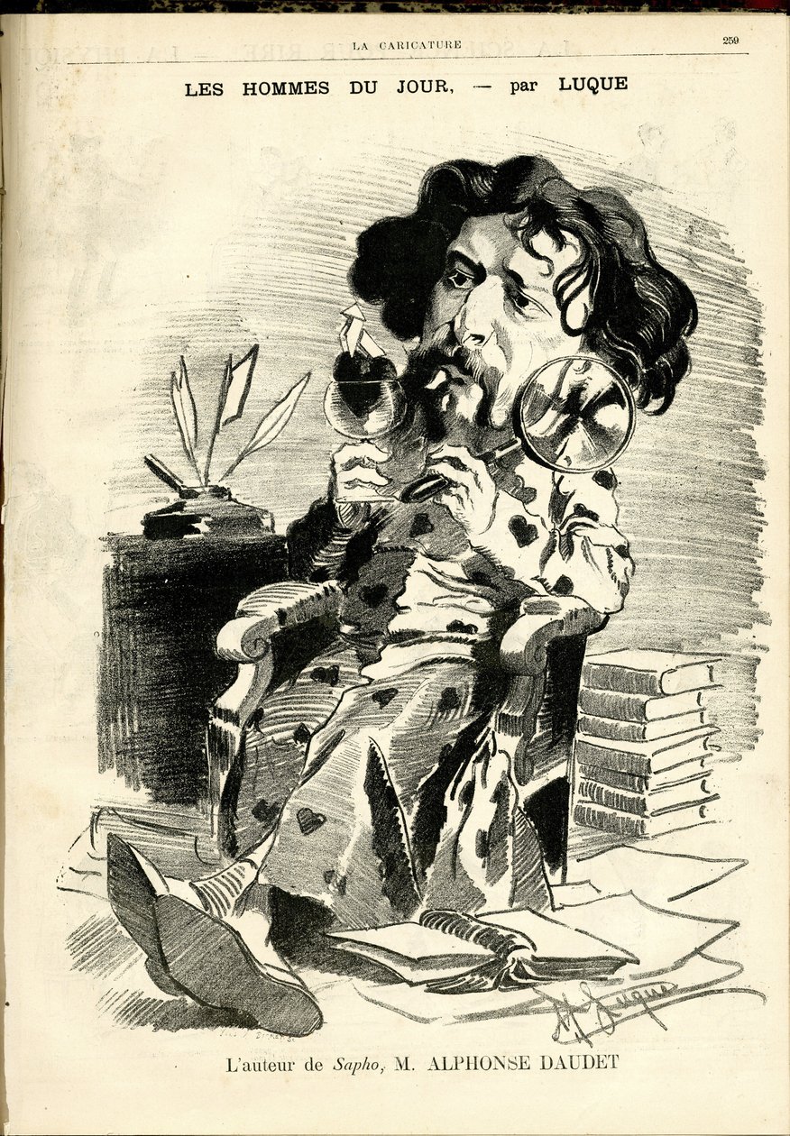 カリカチュア』（1880年）の表紙に描かれたマニュエル・ルケ（1854-1919）のイラスト 作： マヌエル・ルケ