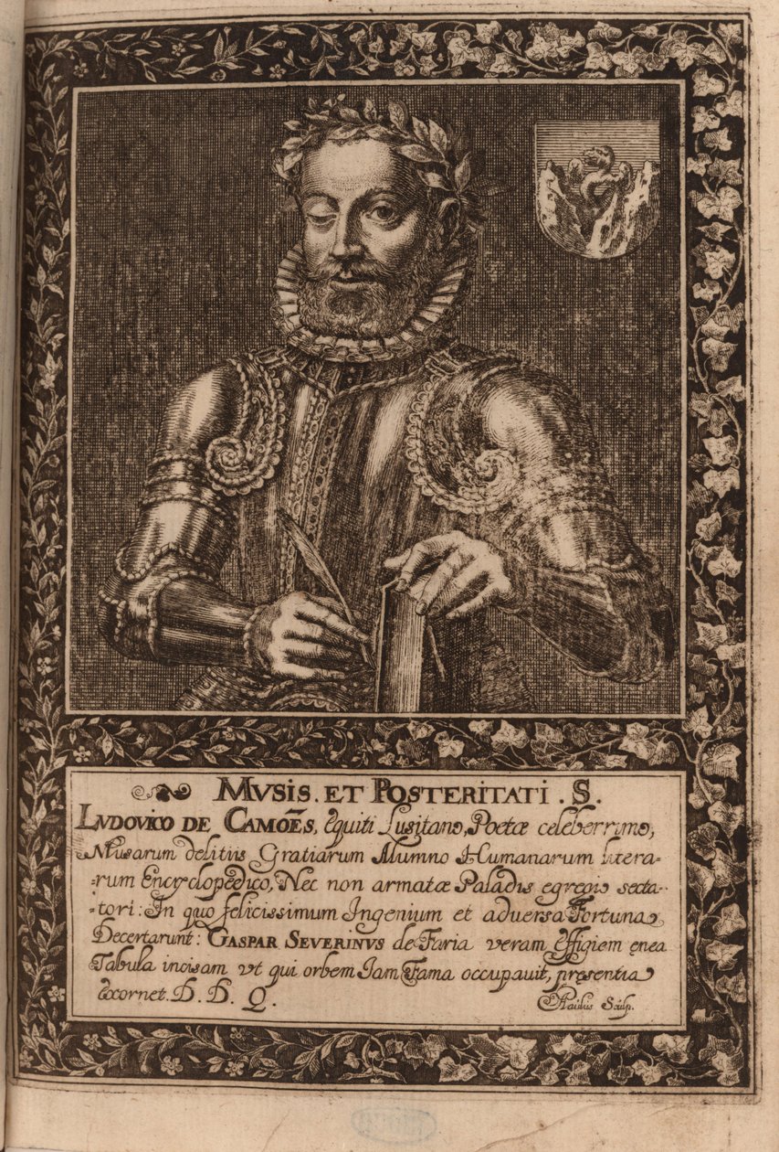 詩人ルイス・ヴァス・デ・カモンイスの肖像 (c.1524-1580, 1624)。 作： マヌエルセヴェリムデファリア