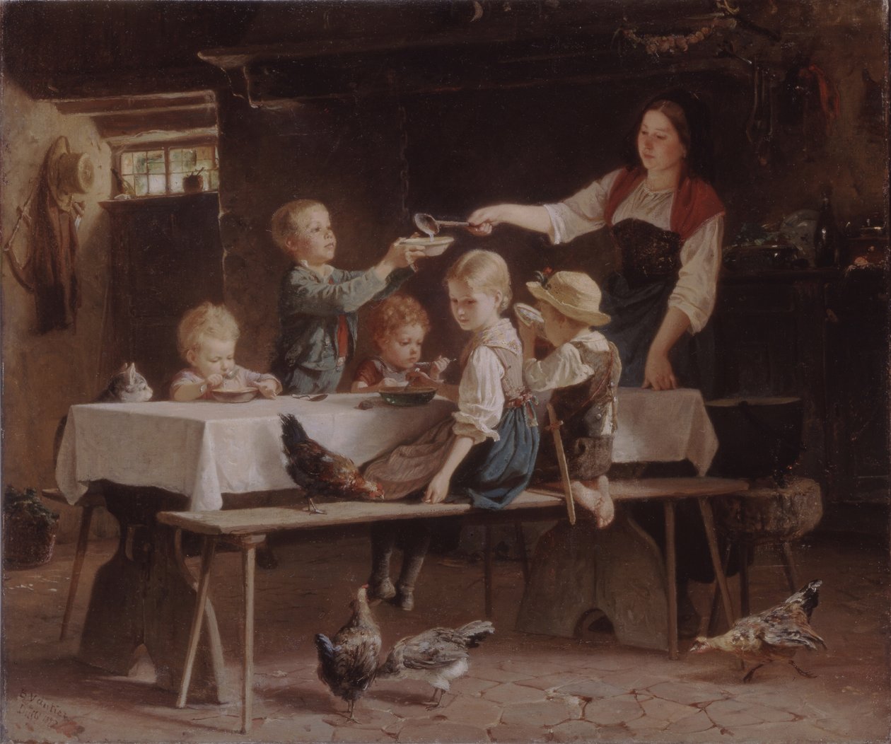昼食時の子供たち、1857 作： マーク・ルイス・ベンジャミン・ヴォーティエ長老