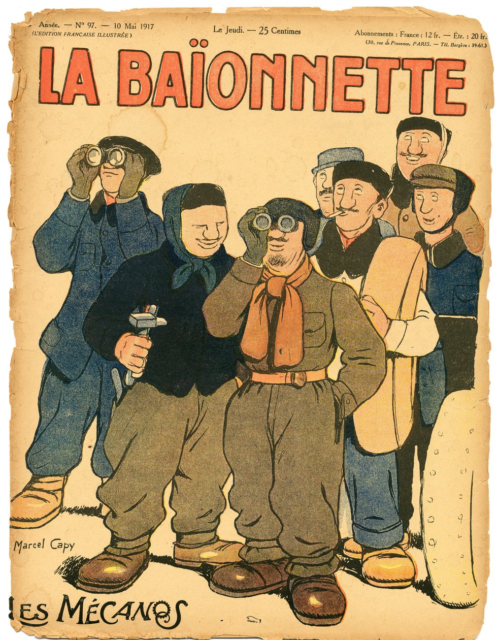 La Baionnette "の表紙、カラフルな風刺画 作： マルセル・アマブルOLキャピ