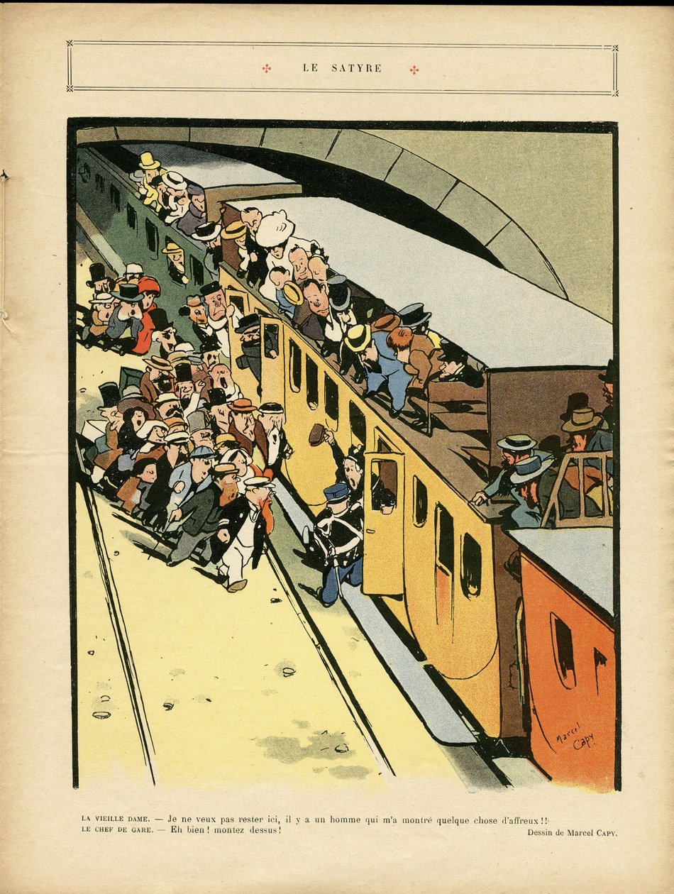 マルセル・カピ（1865-1941）のイラスト（Le Rire, 03/09/10） - The satyre - 建築 都市計画, 鉄道 鉄道, 橋 作： マルセル・アマブルOLキャピ