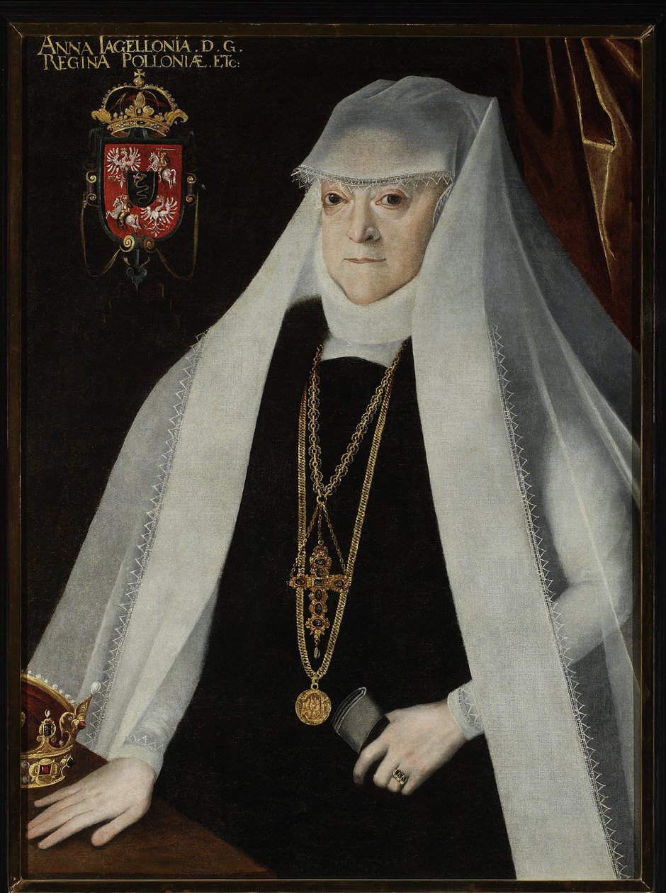 Anna Jagellon, reine de Pologne - ポーランドの女王アンナ・ヤギェロン（1523-1596）の肖像、コベール、マルティン（1550-1609）作。油彩・キャンバス、1596年以前。ワルシャワのMuzeum Narodowe 作： マルティン・コーバー