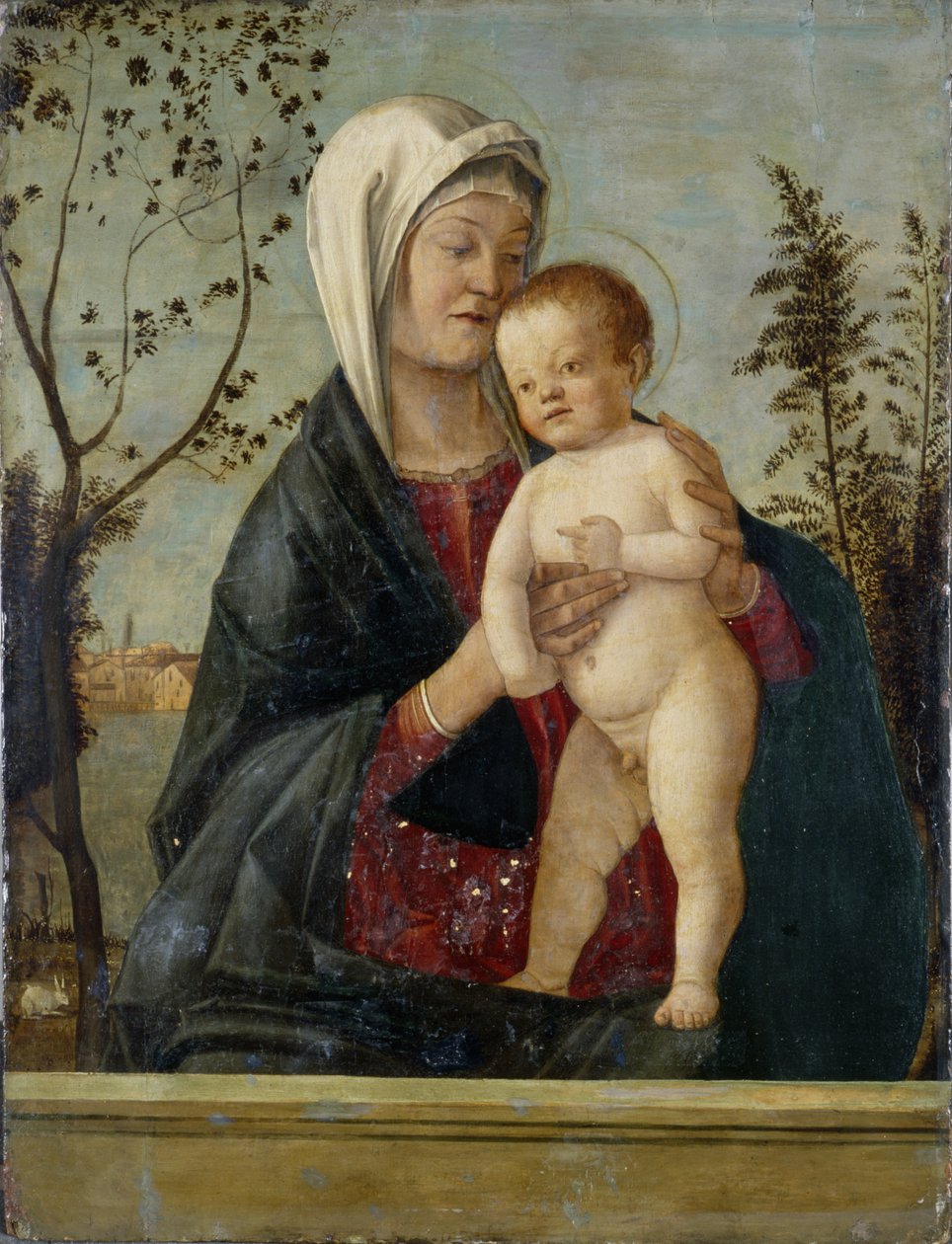 マドンナと子供、1510年頃（ポプラの木のテンペラ） 作： マルコ・バサイティ