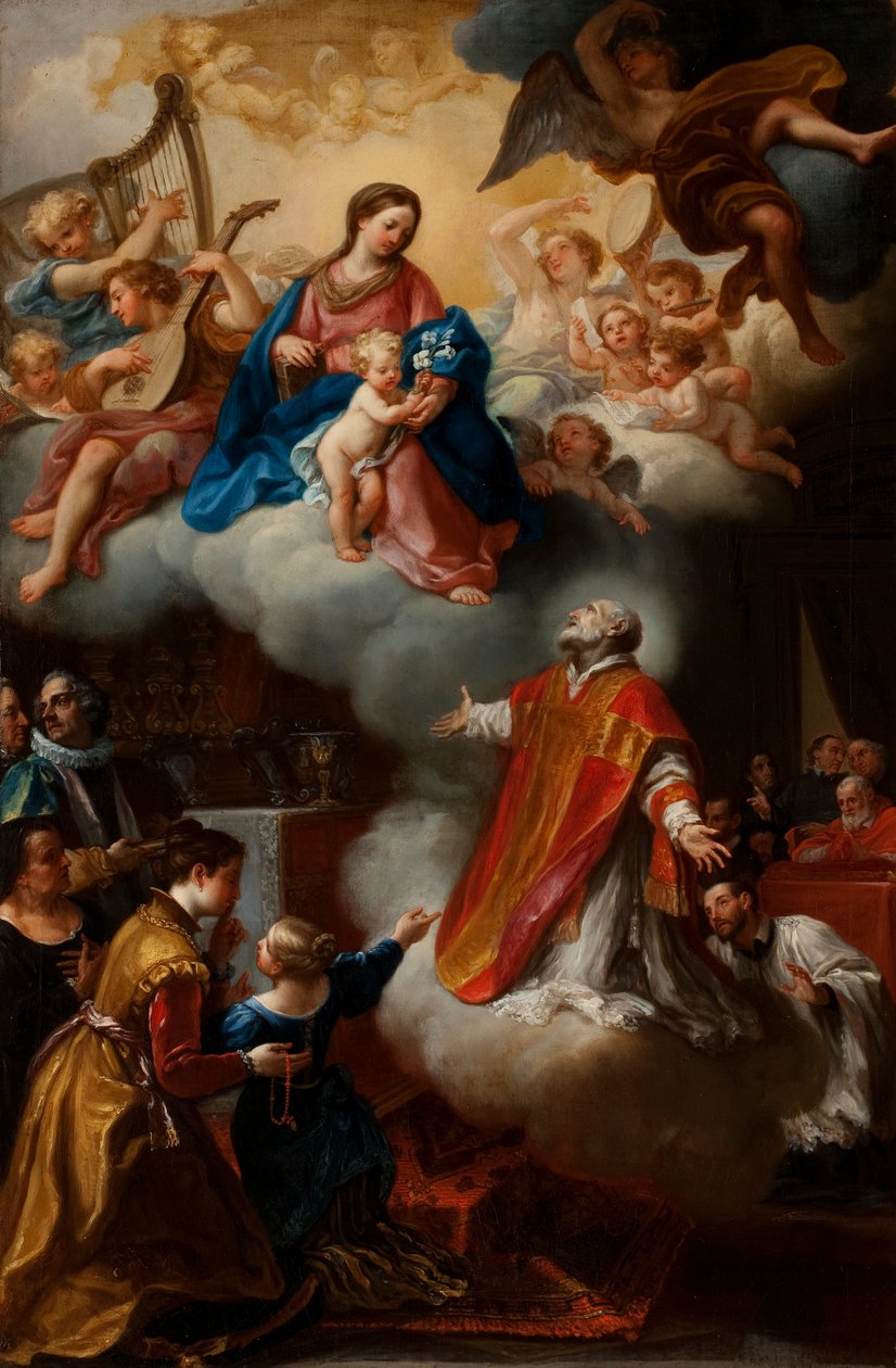 聖フィリップネリのビジョン、1721年 作： マルコ・ベネフィアル