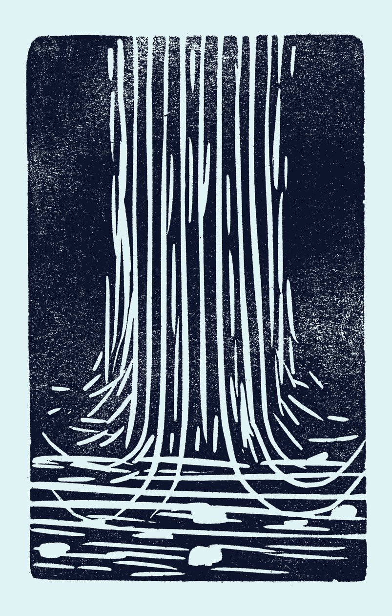 Waterfall, 2014（紙にリノリウム） 作： マルコ・カンペデッリ