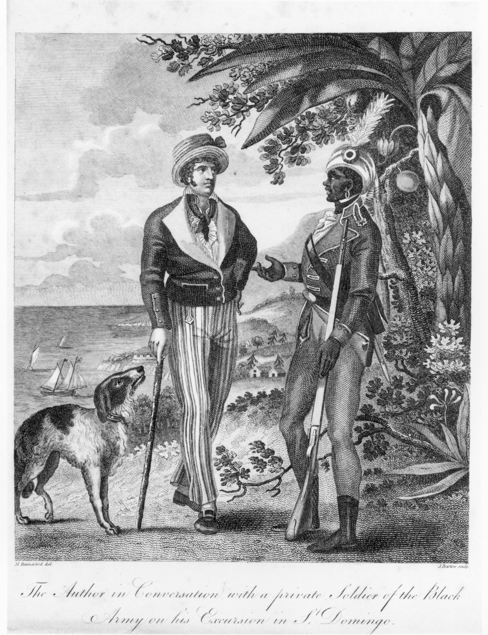マーカスレインズフォード船長（1750年〜1805年頃）、黒人軍の民間兵士、「ハイチの黒帝国の歴史的記述」の表紙、1805年 作： マーカス・レインズフォード