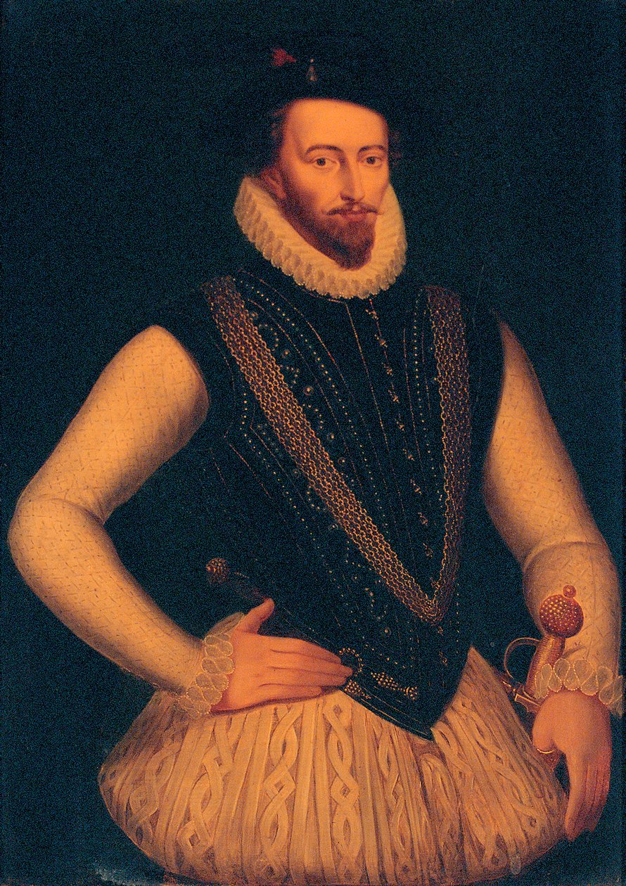 ウォルター・ローリー卿の肖像、1595年 作： マーカス・ゲーラーツ