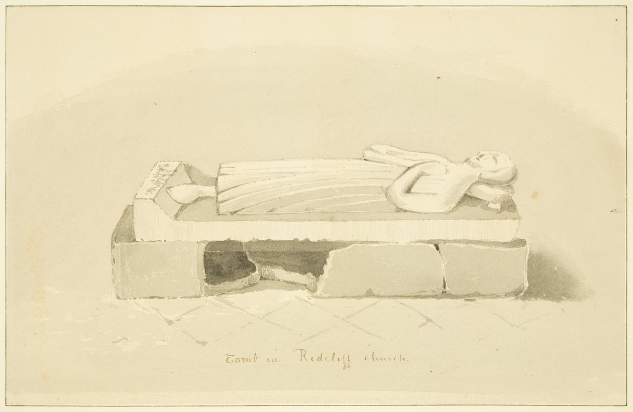 St Mary RedcliffeにあるSir John Lamyngtonの墓（鉛筆・水彩・紙 作： マーカスH.ホームズ