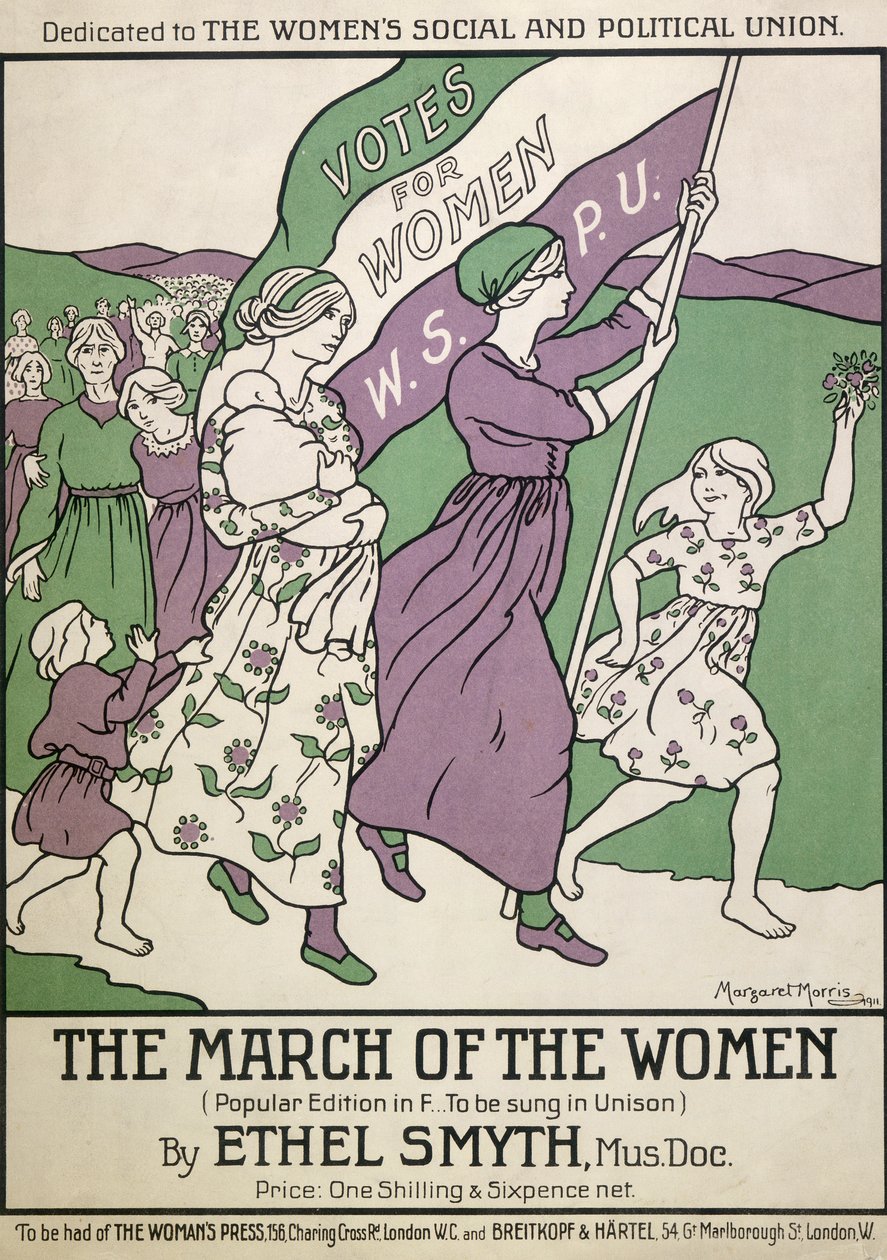 The March of the Women」のソングシート（1911年 作： マーガレット・モリス