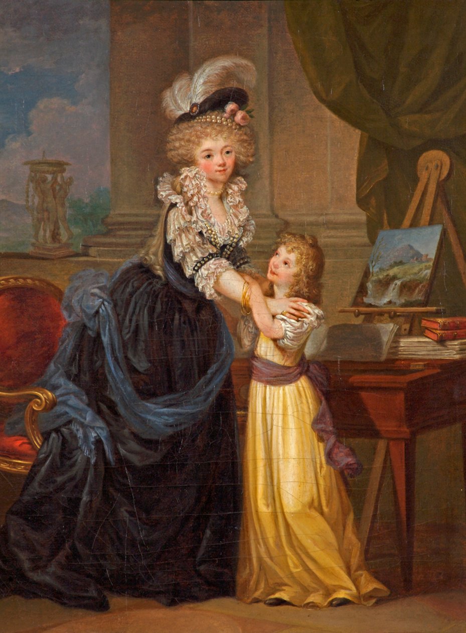 若い女性と小さな女の子、c.1785 作： マーガレット・ジェラール