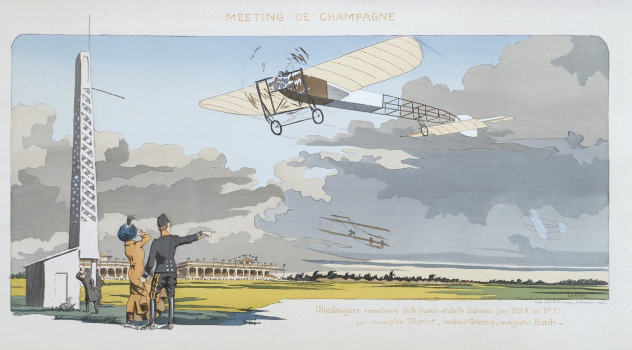 シャンパーニュでの航空会議、パリ、マビロー発行、1910年（pochoir print） 作： マーガレット・モントー